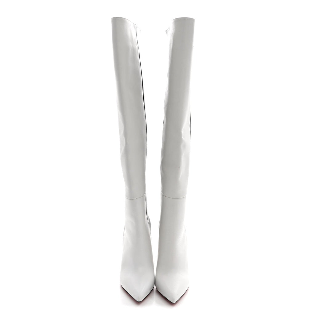 Christian Louboutin Calfskin Women's Astrilarge 100 Knee Boots 37 Black White