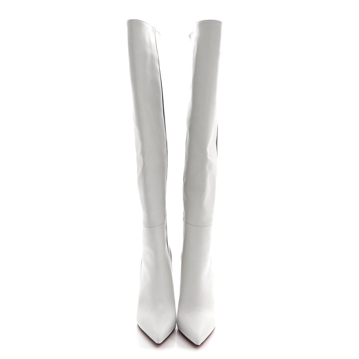 Christian Louboutin Calfskin Women's Astrilarge 100 Knee Boots 37 Black White