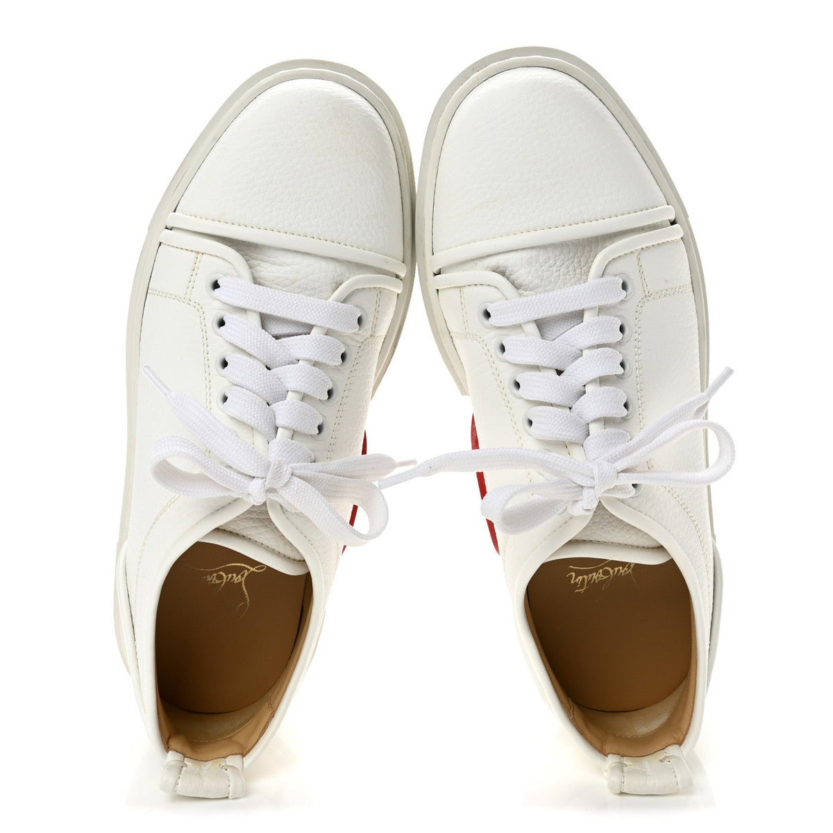 Christian Louboutin Calfskin Adolon Junior Low Top Sneakers 39 White