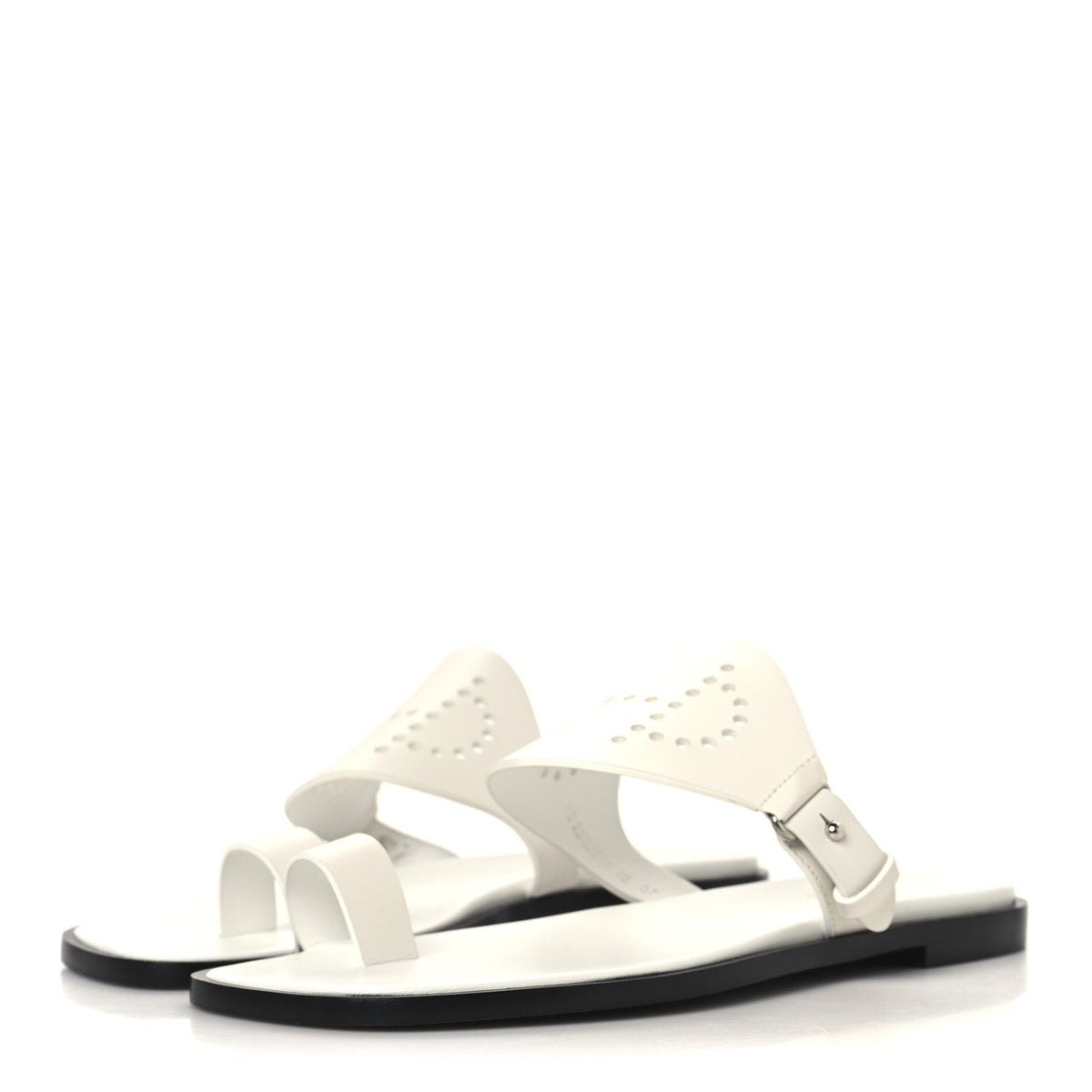 Hermes Calfskin Perforated Women's Hera Sandals 36 White