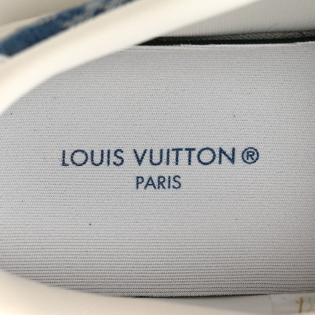Louis Vuitton Calfskin Monogram Denim Women's Charlie Sneakers 40 White Blue