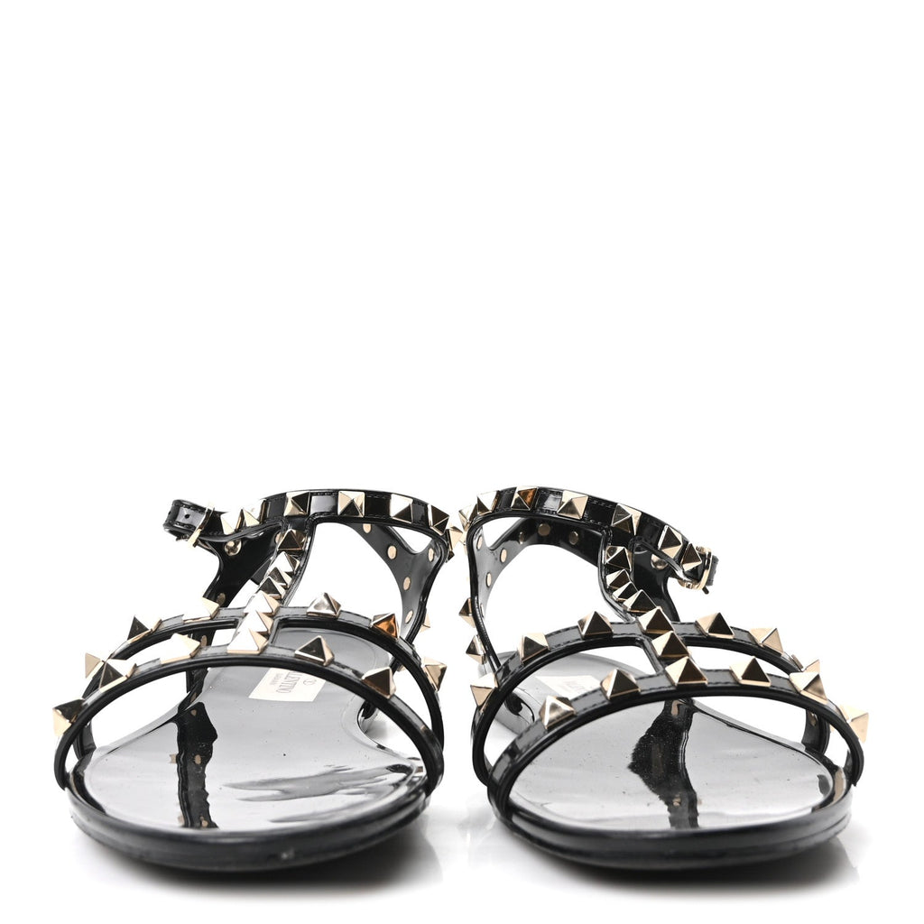 Valentino Garavani PVC Women's Jelly Rockstud Caged Sandals 38 Black