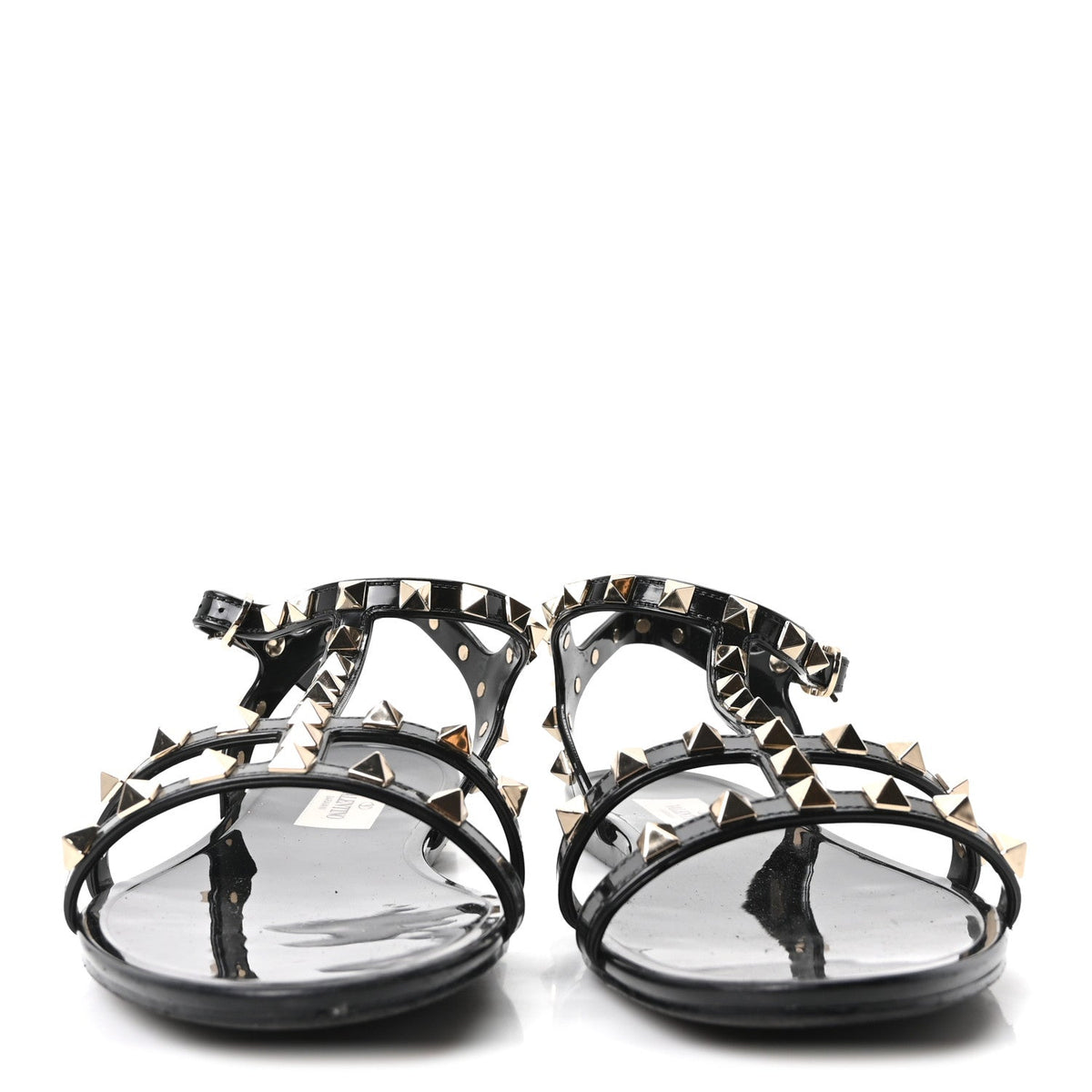 Valentino Garavani PVC Women's Jelly Rockstud Caged Sandals 38 Black