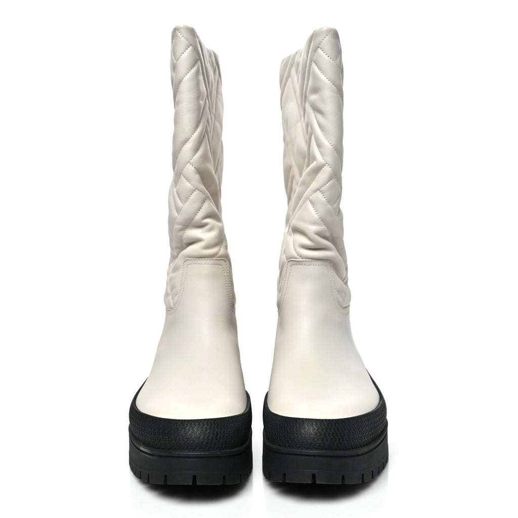 Hermes Goatskin Quilted Women's Fuji Boots 37 Black