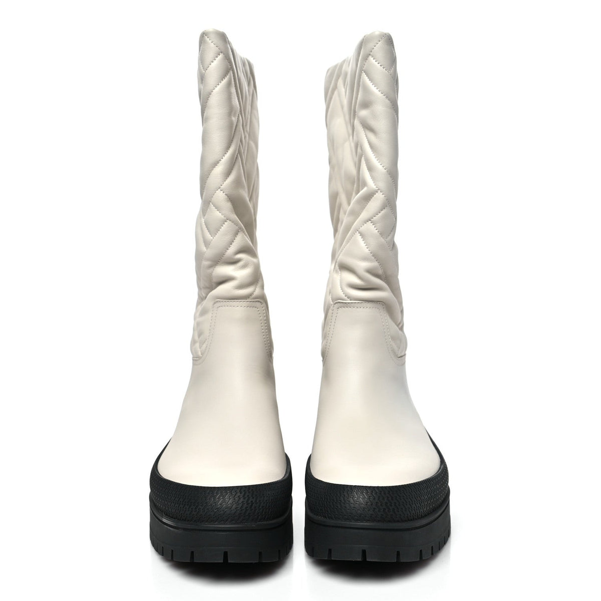 Hermes Goatskin Quilted Women's Fuji Boots 37 Black
