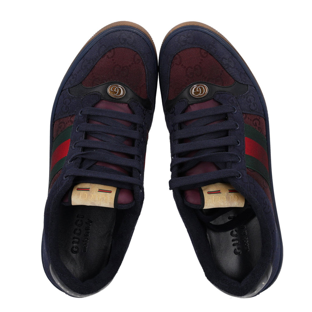 Gucci Canvas GG Web Men's Screener Sneakers 8 Burgundy Navy