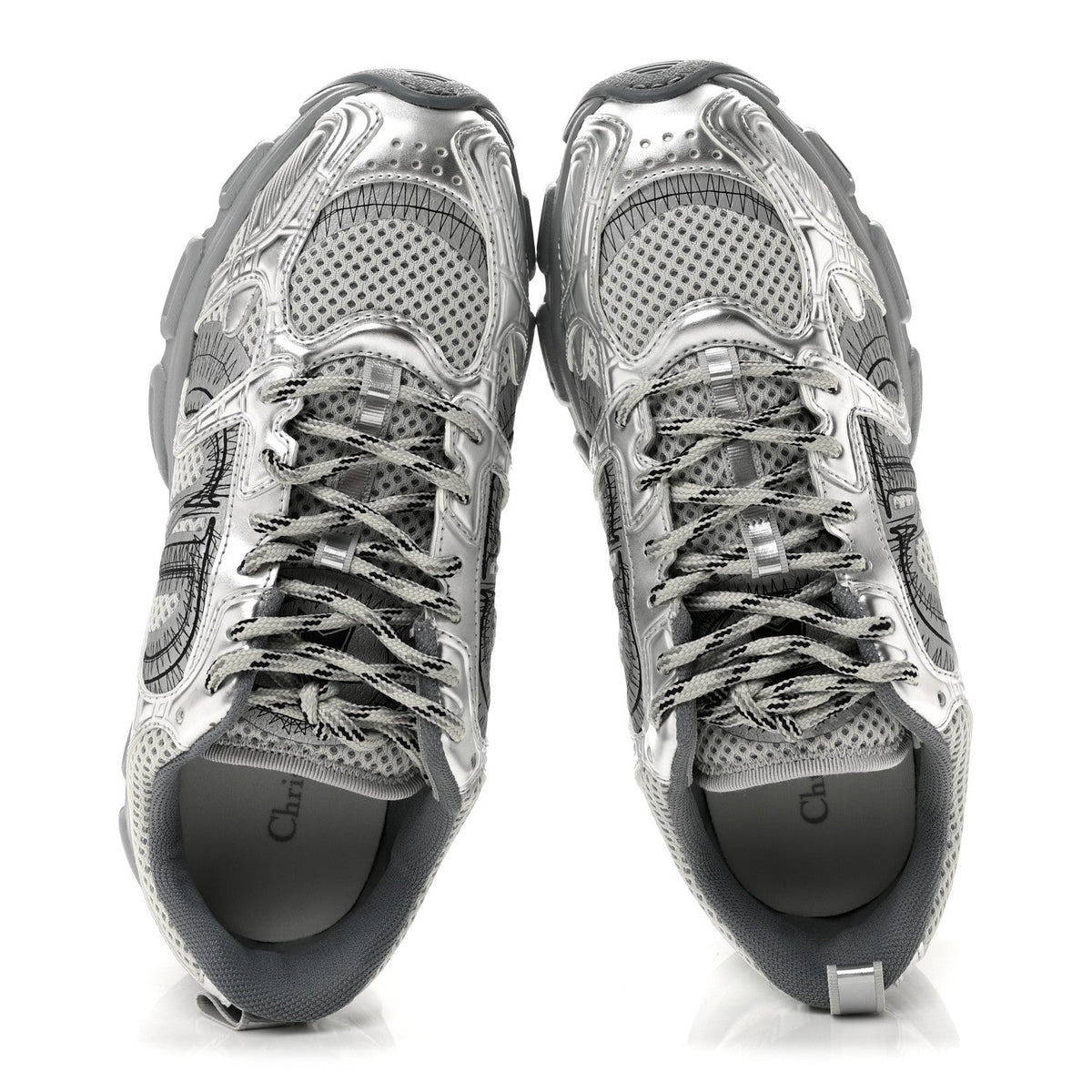 Christian Dior Technical Mesh Women's Chrono Sneakers 38.5 Silver