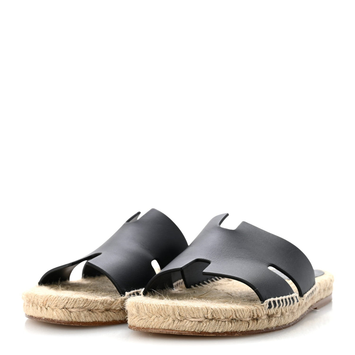 Hermes Calfskin Men's Antigua Espadrille Sandals 39 Black