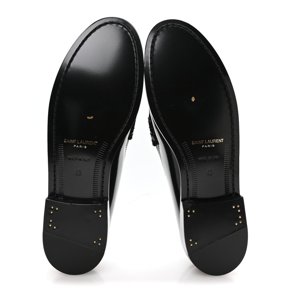 Saint Laurent Lux Calfskin Men's Le Loafer 15 Moccasins 40 Black