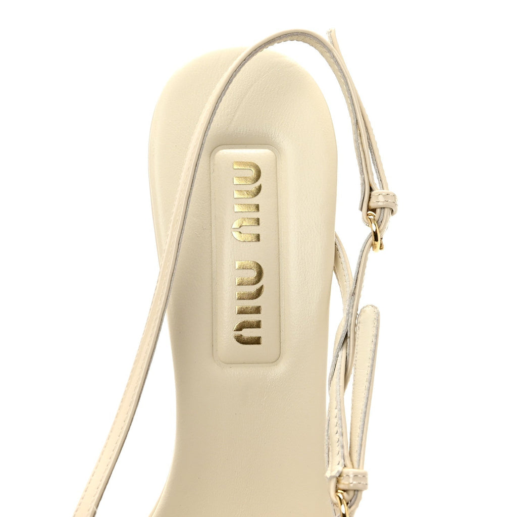 Miu Miu Patent Women's Vernice Buckle 55 Slingbacks 39 White