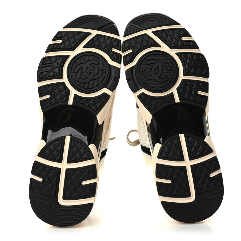 Chanel Mesh Suede Fabric CC Women's Sneakers Pink White Black