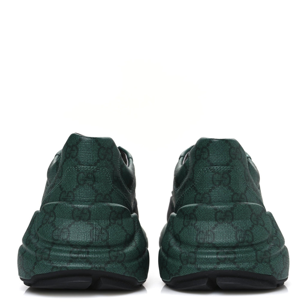 Gucci GG Supreme Monogram Men's Rhyton Sneakers 8.5 Black Green