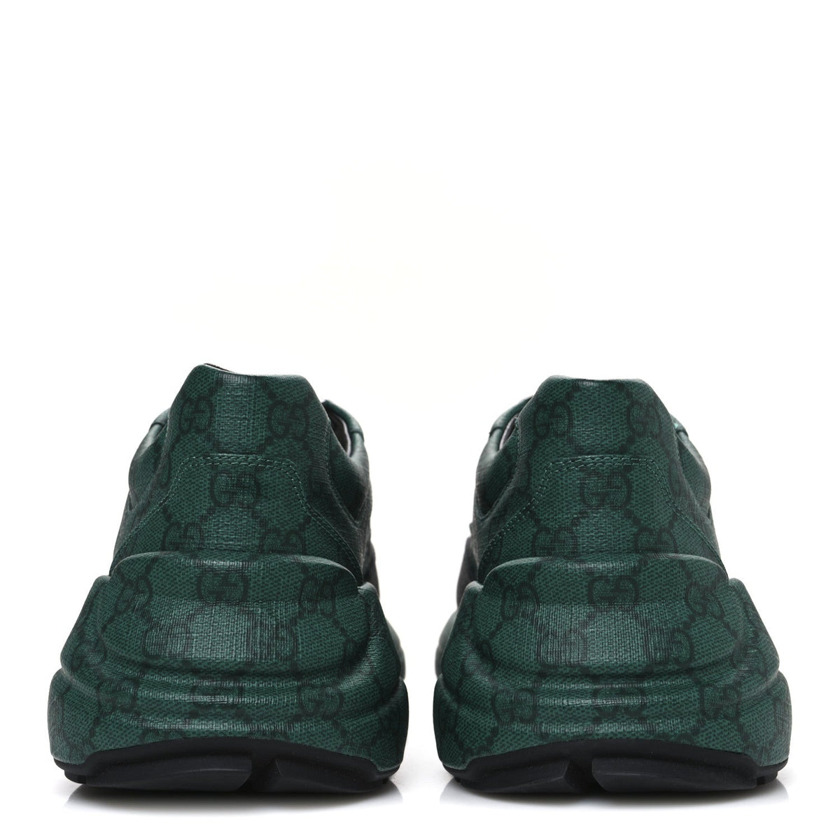 Gucci GG Supreme Monogram Men's Rhyton Sneakers 8.5 Black Green