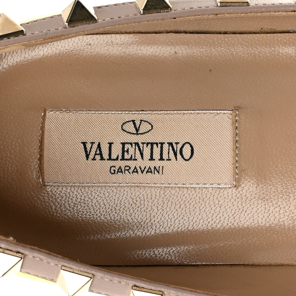 Valentino Garavani Patent Leather Women's Rockstud Flats 38 Acid Yellow