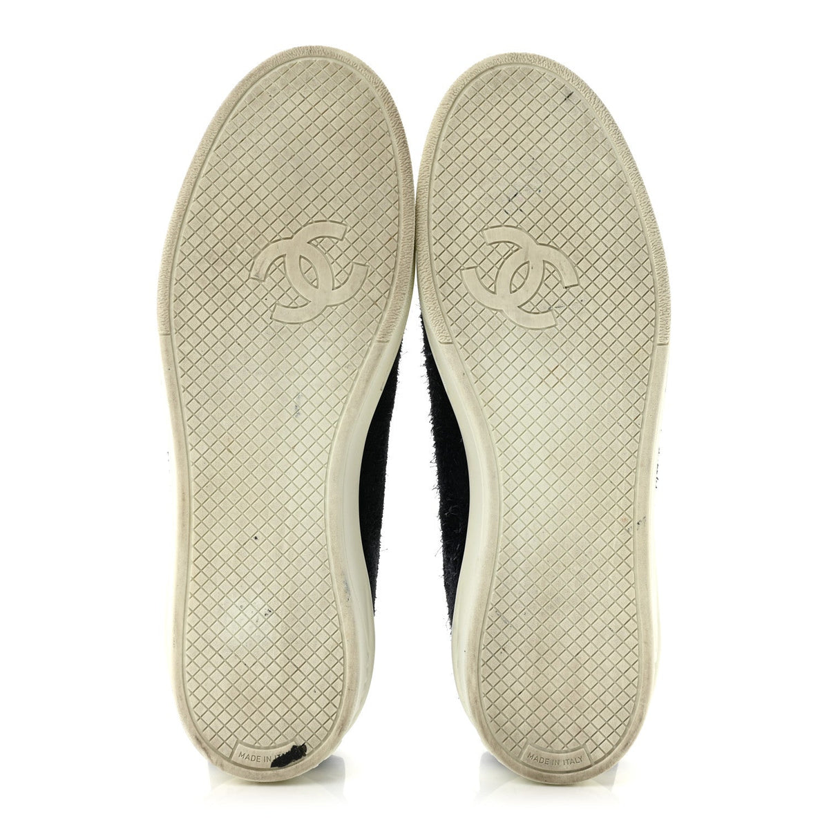 Chanel Tweed Suede Women's CC Low Top Sneakers 40.5 Navy