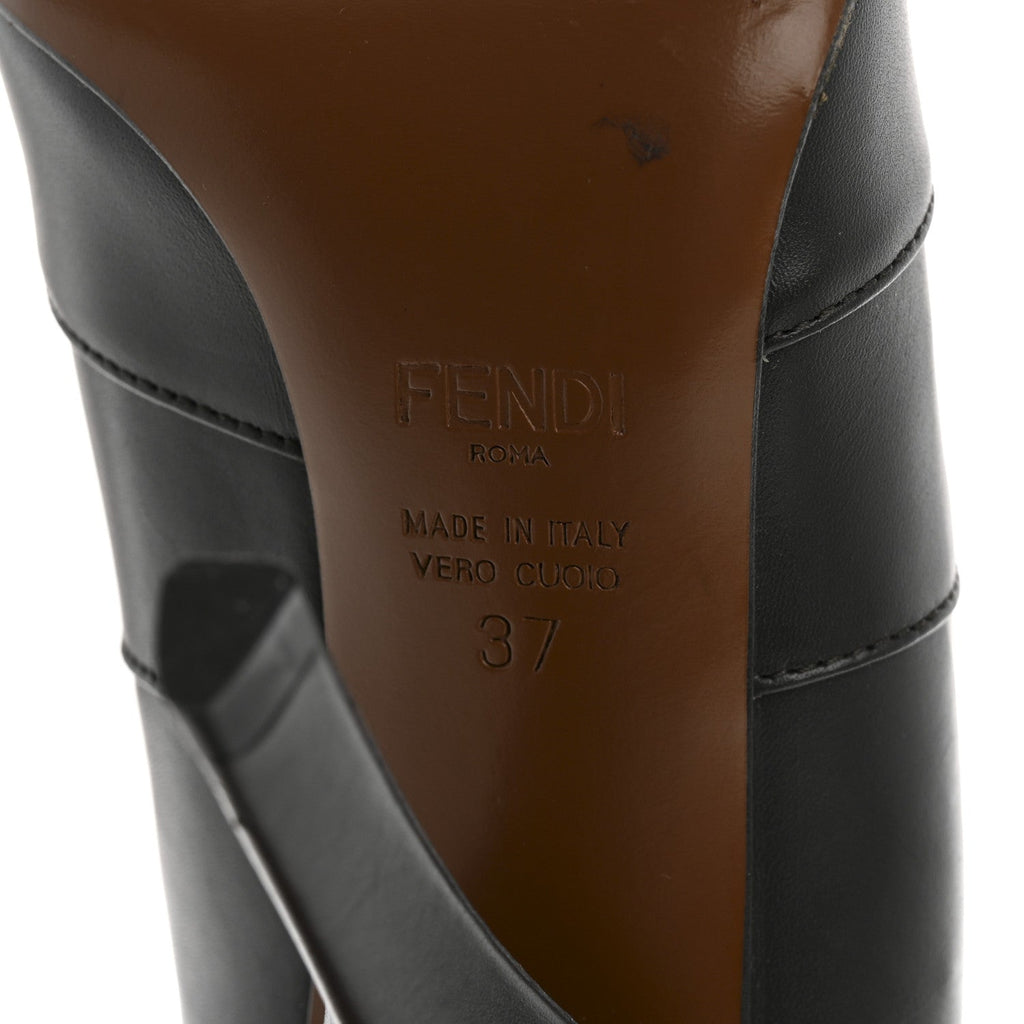 Fendi Nappa Microfiber Fabric Women's FF Rockoko Sock Boots 37 Ebano Tobacco Black