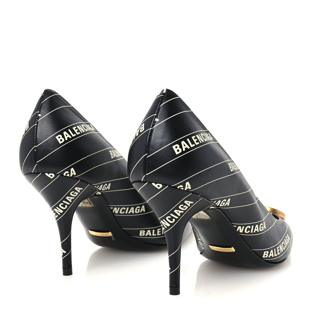 Balenciaga X Gucci Calfskin Women's Logo Knife 80mm Pumps 37.5 Black