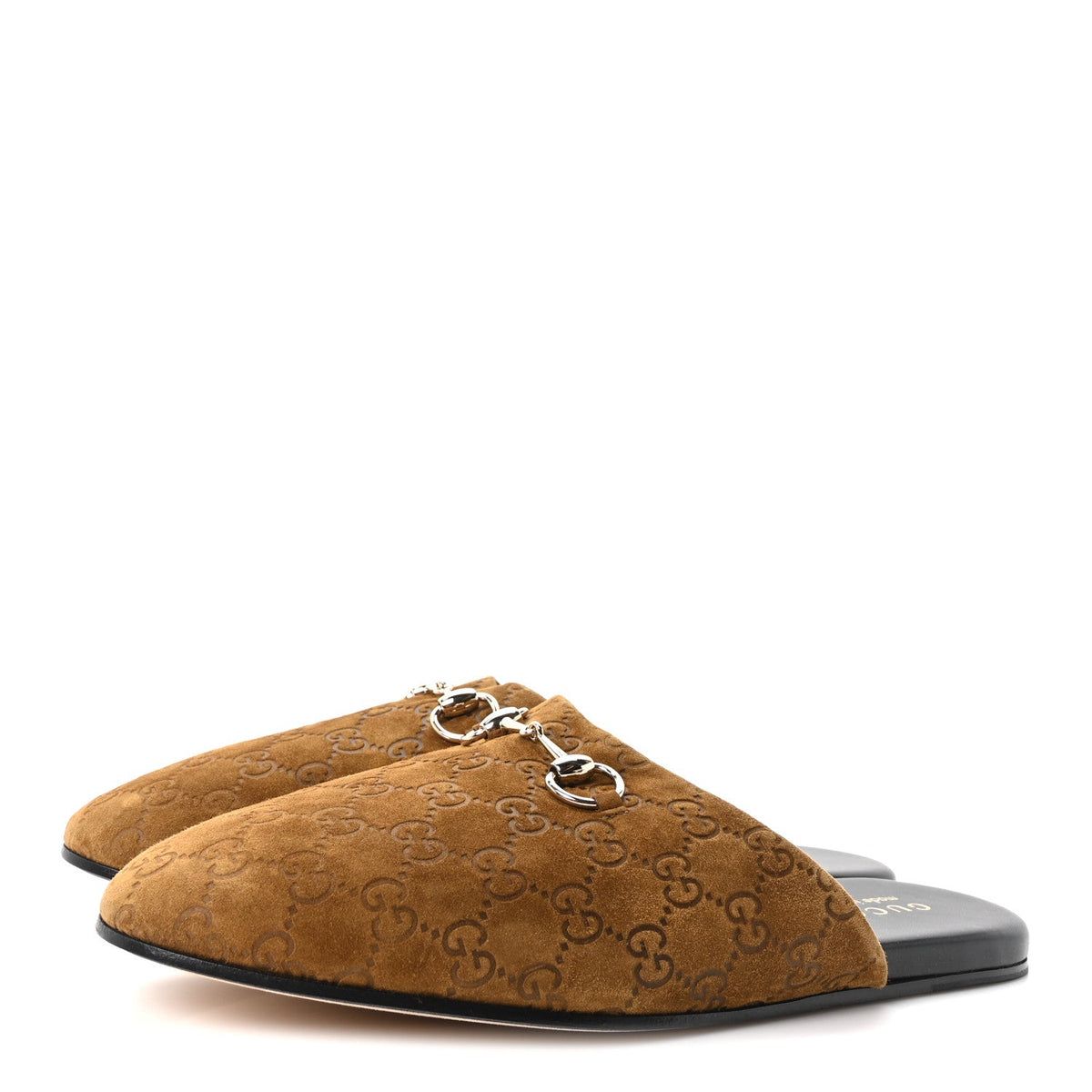 Gucci Suede Cachemire Monogram Men's Princetown Slippers 10 Pepper Brown