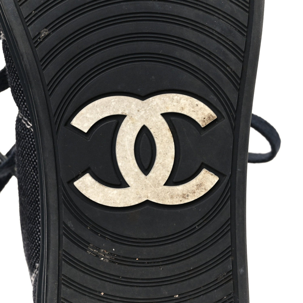 Chanel Toile Suede Calfskin Women's CC Low Top Sneakers 36 Dark Grey