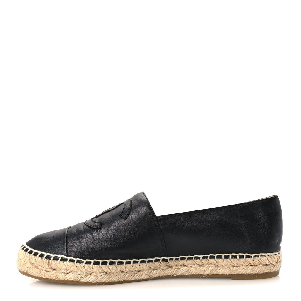 Chanel Lambskin Women's CC Espadrilles 39 Black
