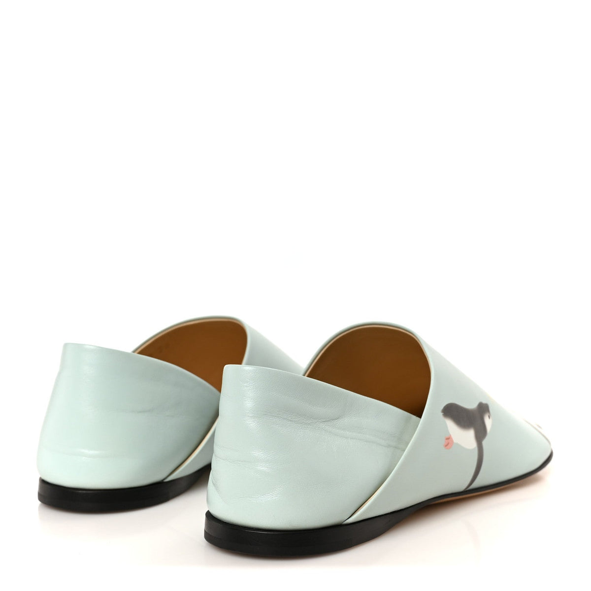 Loewe Goatskin Women's Suna Fujita Penguin Toy Slippers 36 Blue Iceberg