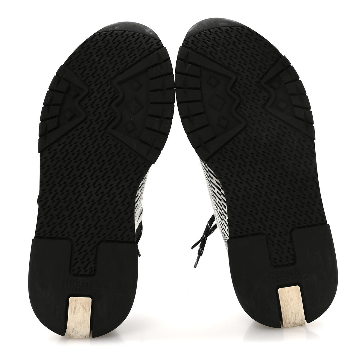 Hermes Knit Goatskin Men's Addict Sneakers 41 Black White