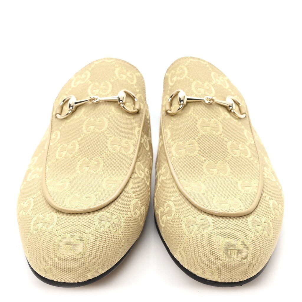Gucci GG Monogram Canvas Women's Princetown Slippers 40.5 Egypt Salt