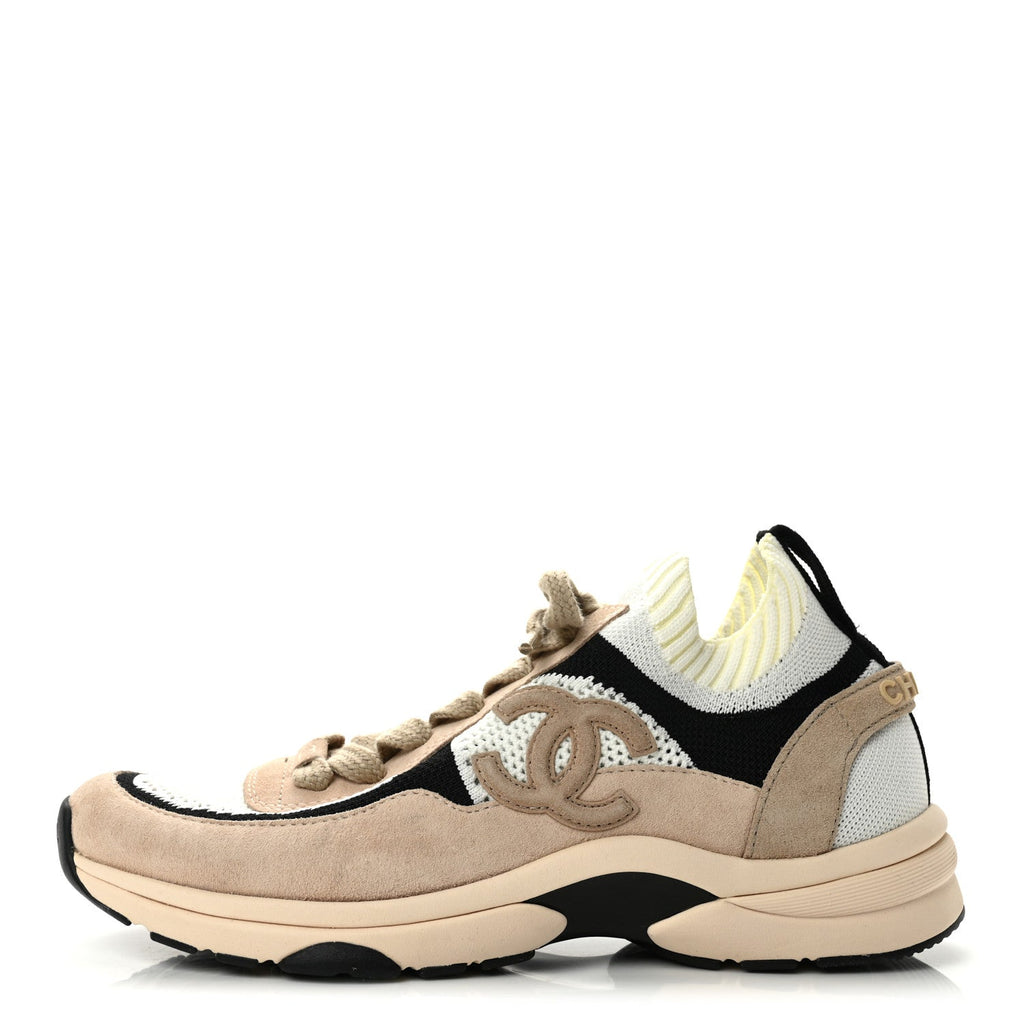 Chanel Mesh Suede Fabric CC Women's Sneakers Pink White Black