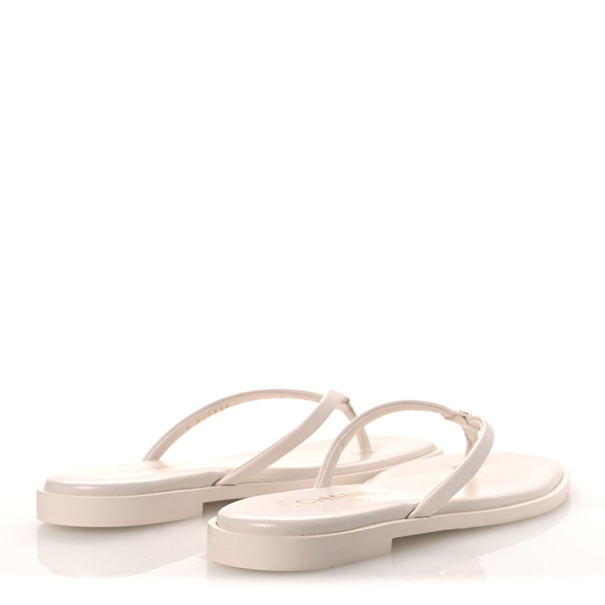 Chanel Goatskin CC Times Square Women's Thong Sandals White