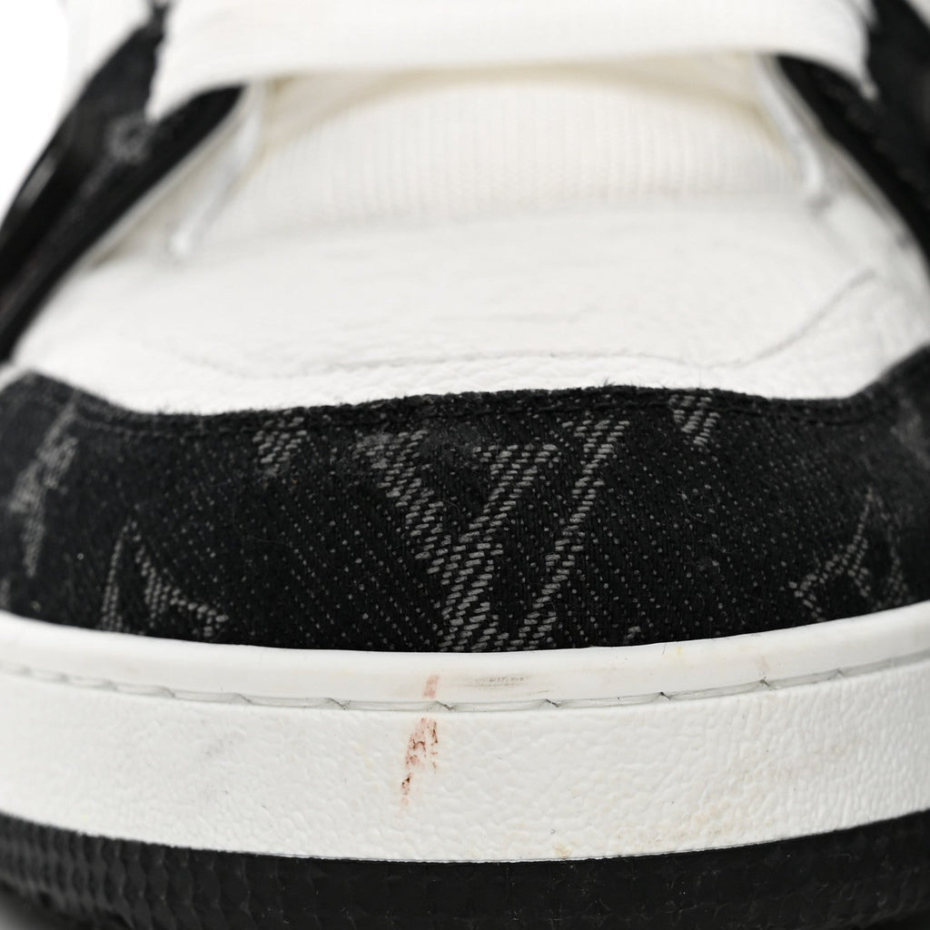 Louis Vuitton Calfskin Denim Men's LV Trainer Sneakers 10 Black