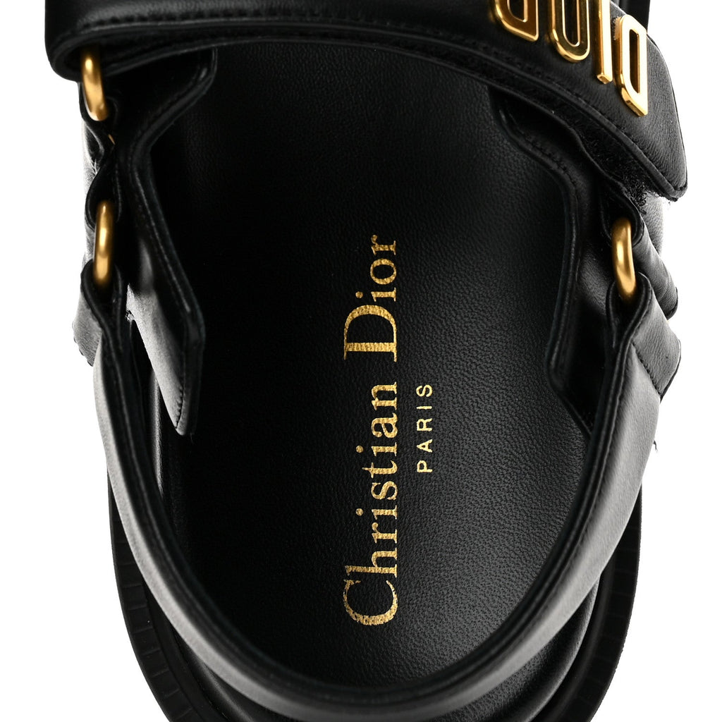Christian Dior Lambskin Women's Dioract 10mm Sandals 36.5 Black