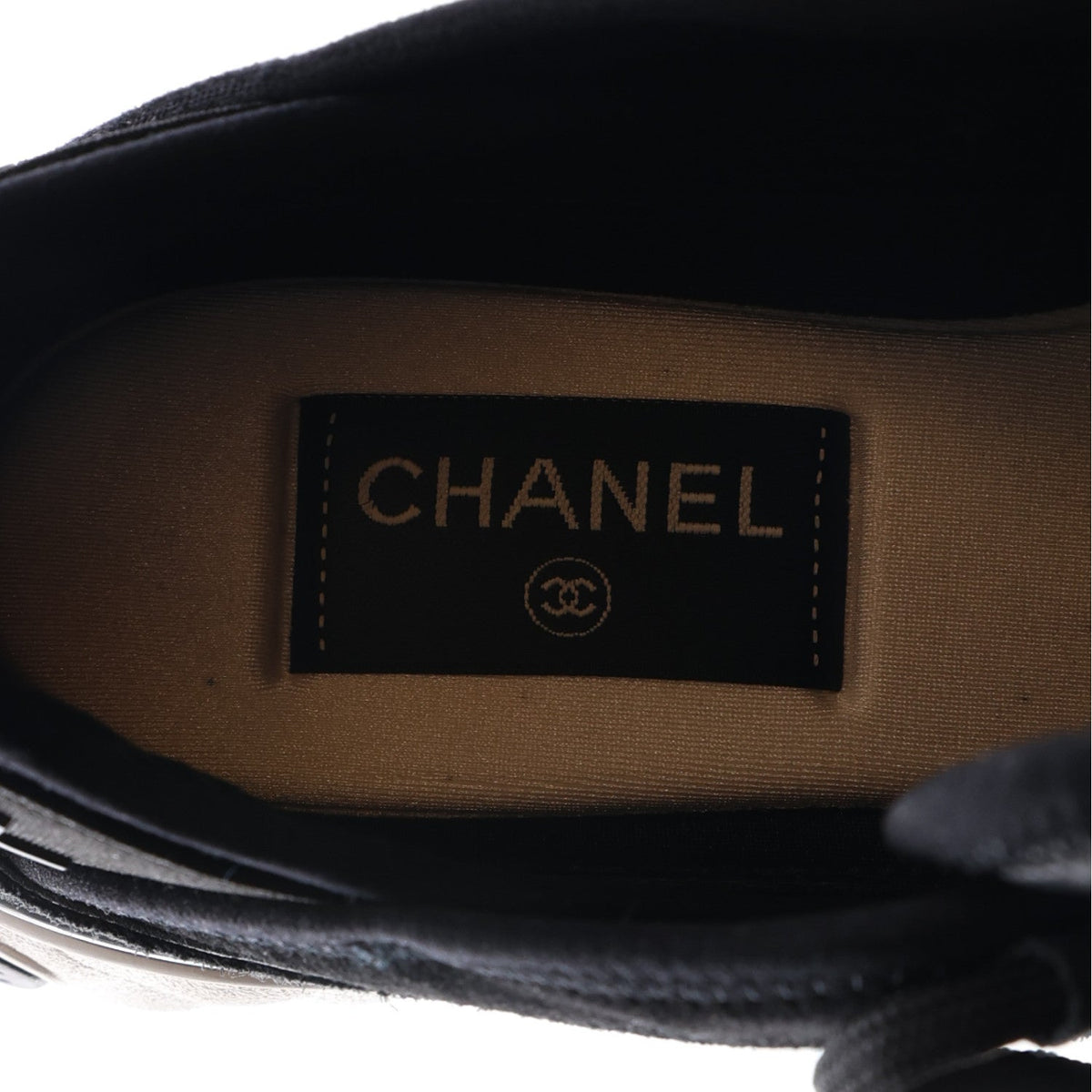 Chanel Suede Calfskin Nylon Grosgrain CC Women's Sneakers Black