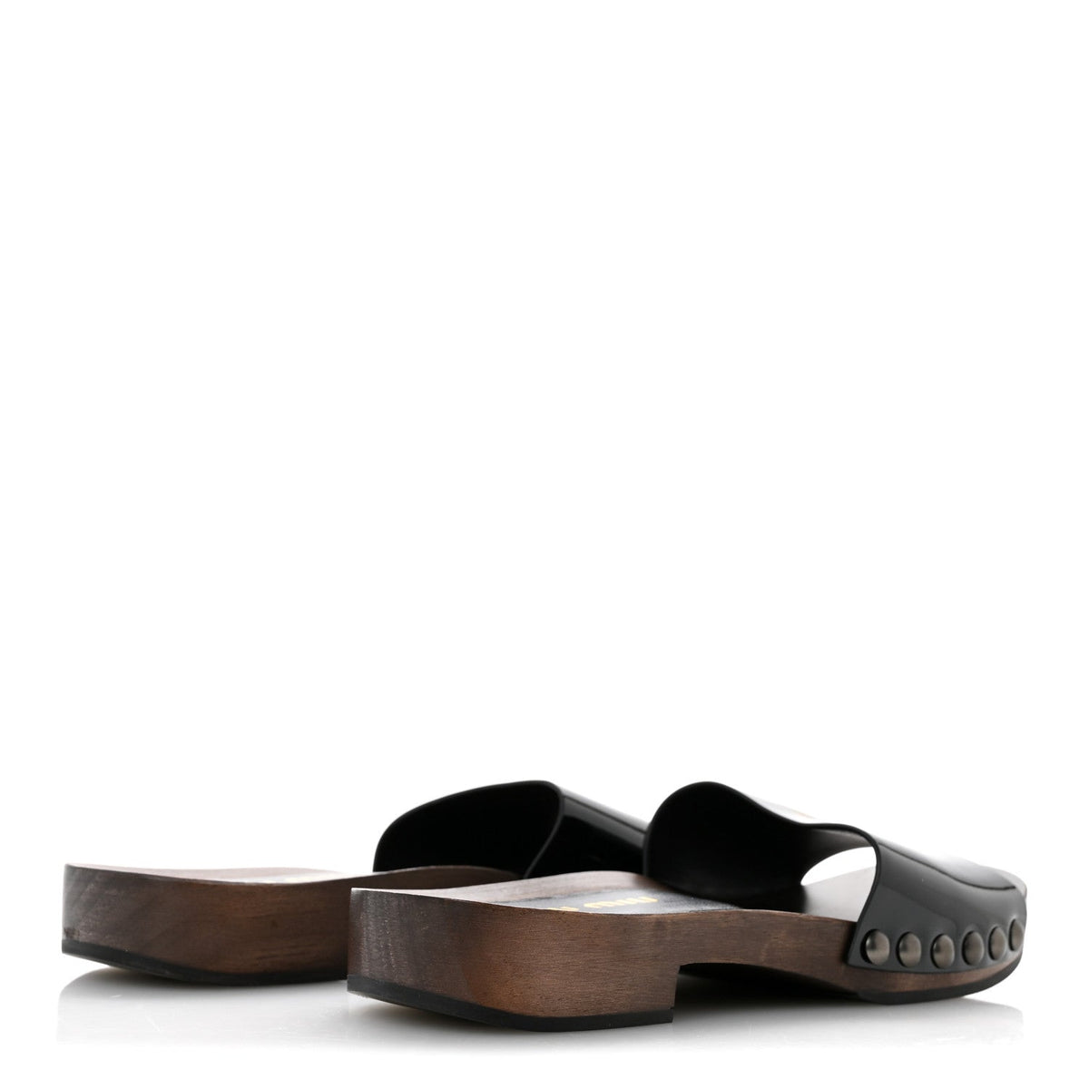 Miu Miu Patent Women's Logo Slide Clogs 36 Black