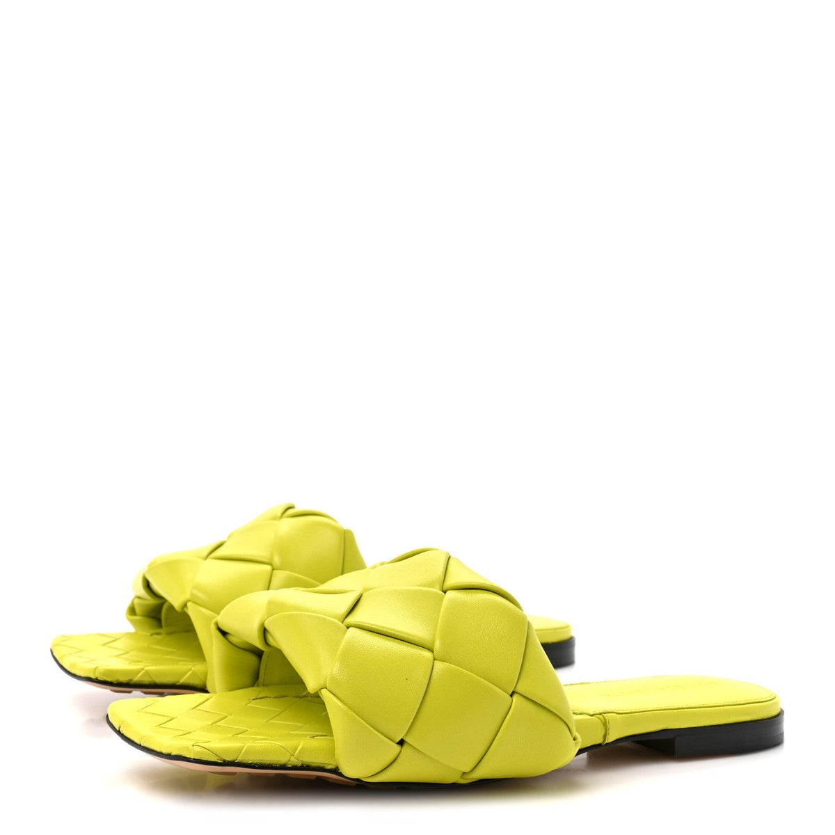 Bottega Veneta Nappa Maxi Intrecciato Lido Women's Flat Sandals 38 Kiwi