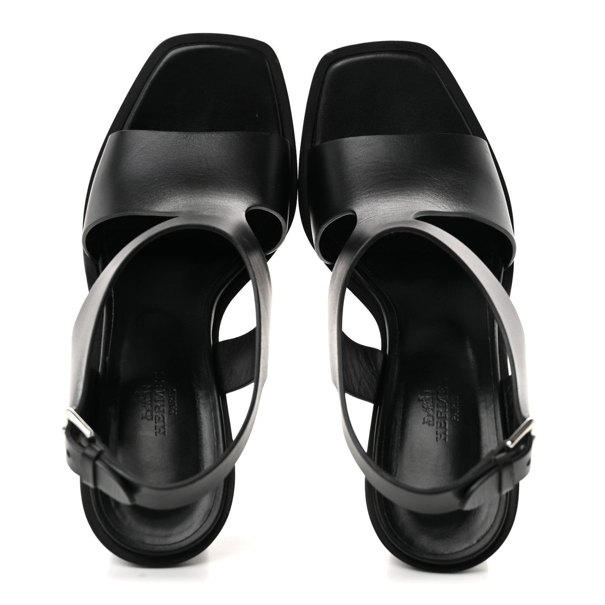 Hermes Calfskin Women's Kalya 100 Sandals 39 Black