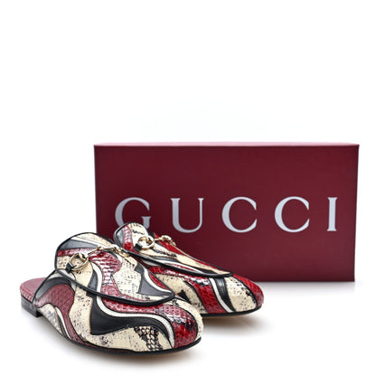 Gucci Snakeskin Women's Princetown Slippers 37.5 Multicolor
