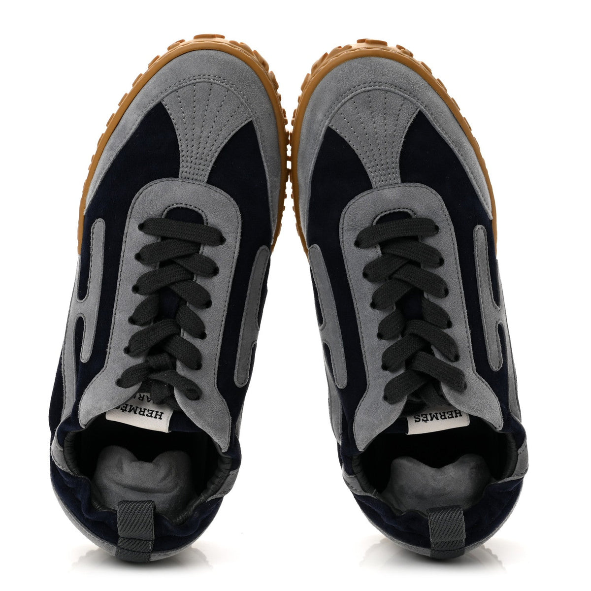 Hermes Suede Goatskin Women's Jet Sneakers 35 Marine Gris Orage
