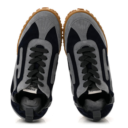 Hermes Suede Goatskin Women's Jet Sneakers 35 Marine Gris Orage