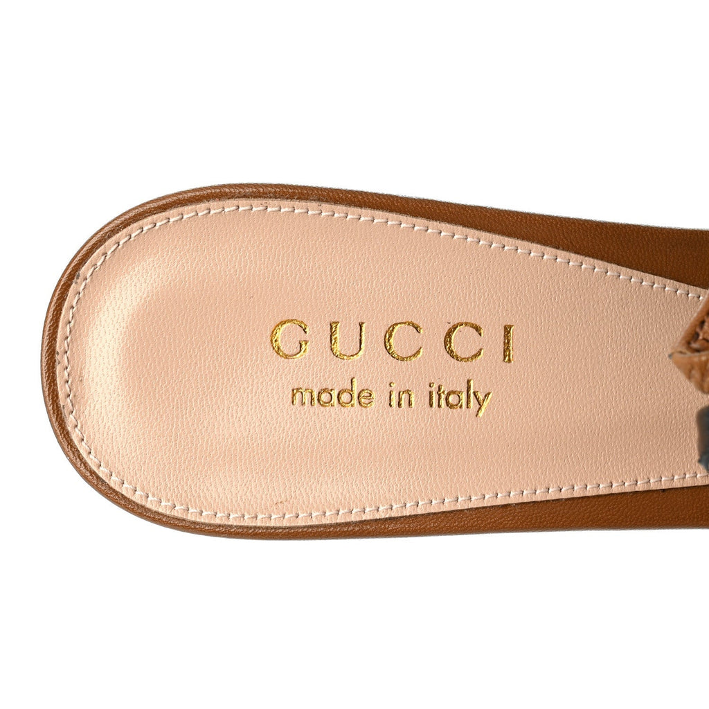 Gucci Nappa Women's Signoria Slingback Pumps 37.5 Luminous Wood