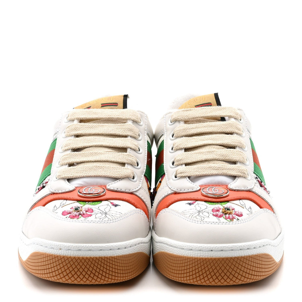 Gucci Canvas Leather Women's Screener Sneakers 36.5 White