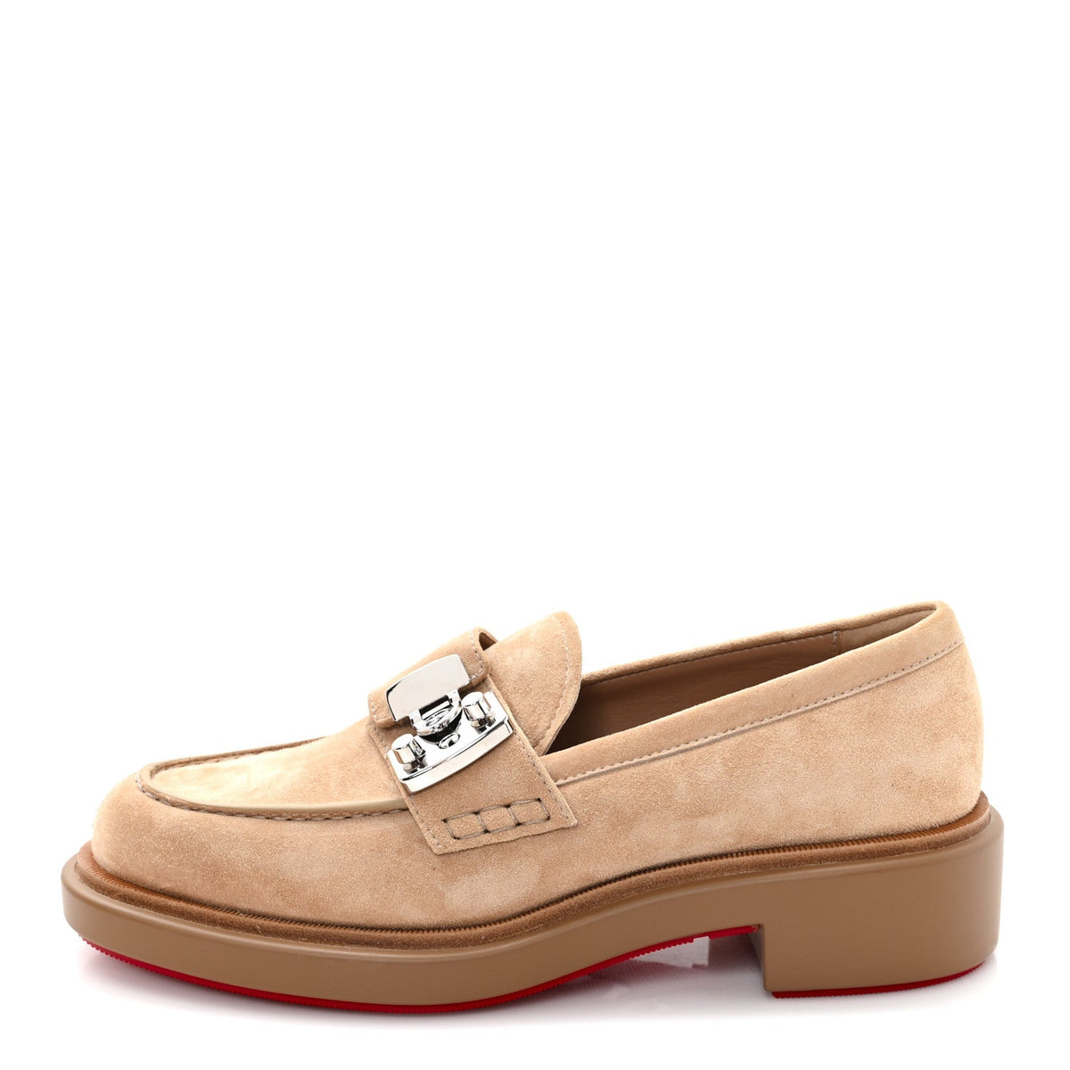Christian Louboutin Suede Men's Urban Moc Lock Loafers 38 Beige