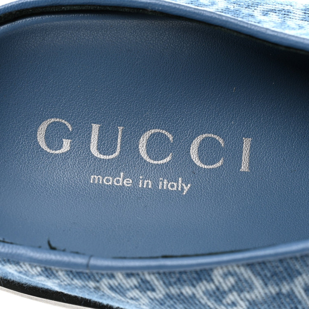 Gucci Denim Granada Kid Women's Horsebit Mules 35 Blue