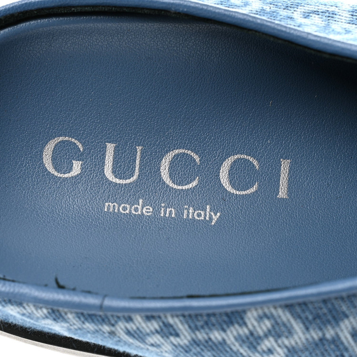 Gucci Denim Granada Kid Women's Horsebit Mules 35 Blue