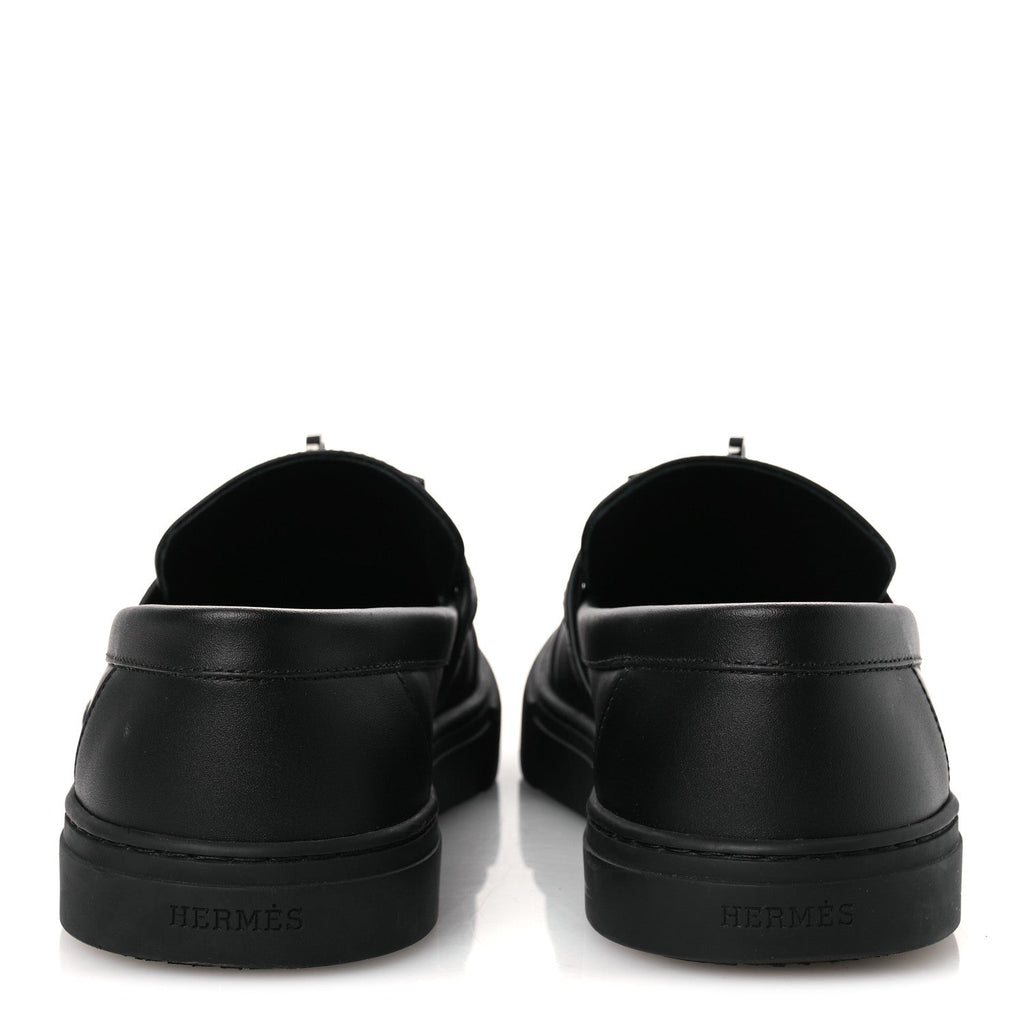 Hermès Calfskin Men's Game Slip-On Sneakers 40 Black