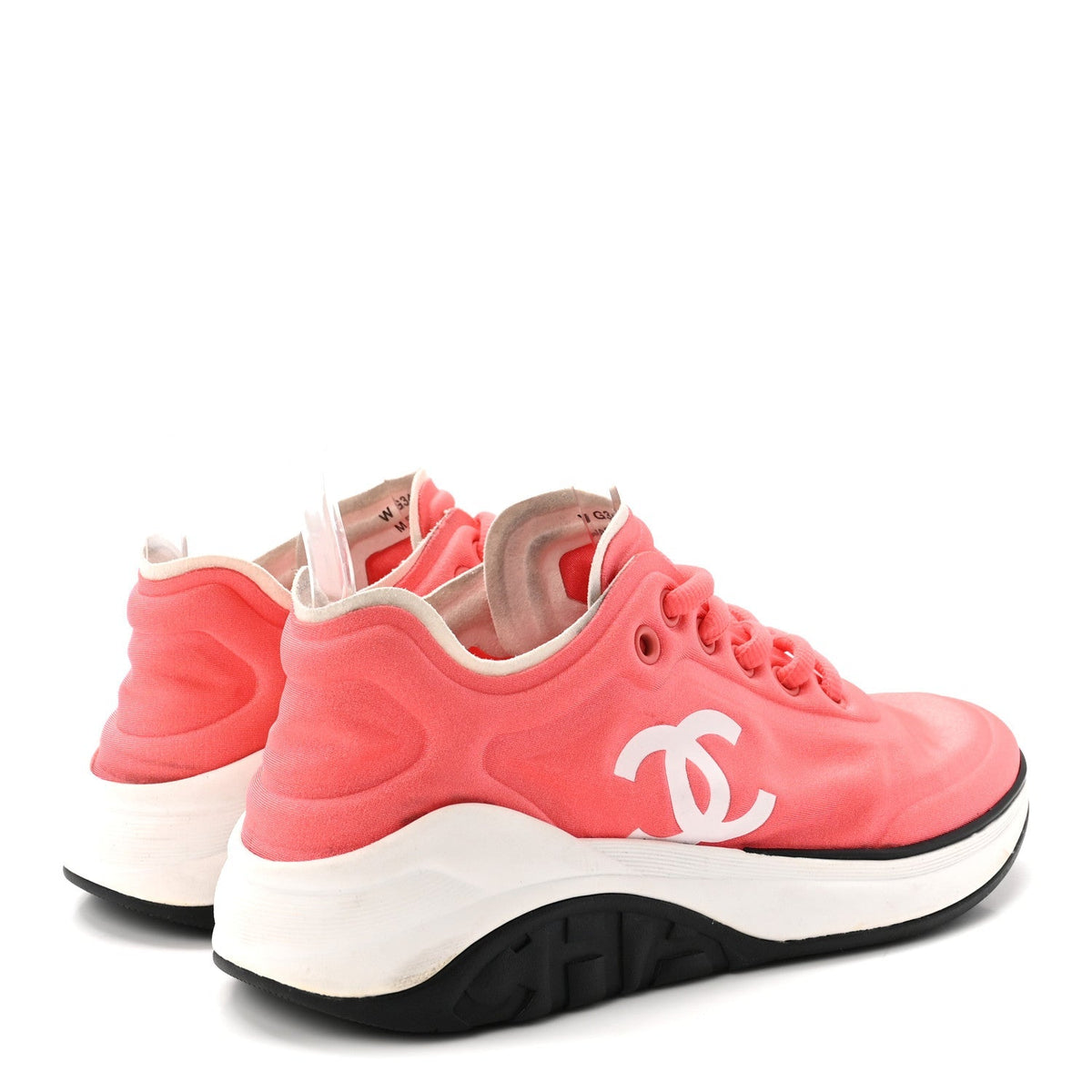Chanel Lycra Women's CC Sneakers 35 Coral