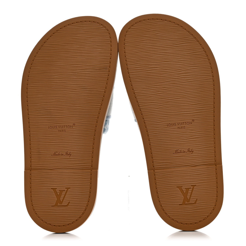 Louis Vuitton Denim Leather Women's LV Bliss Mules 36.5 Turquoise
