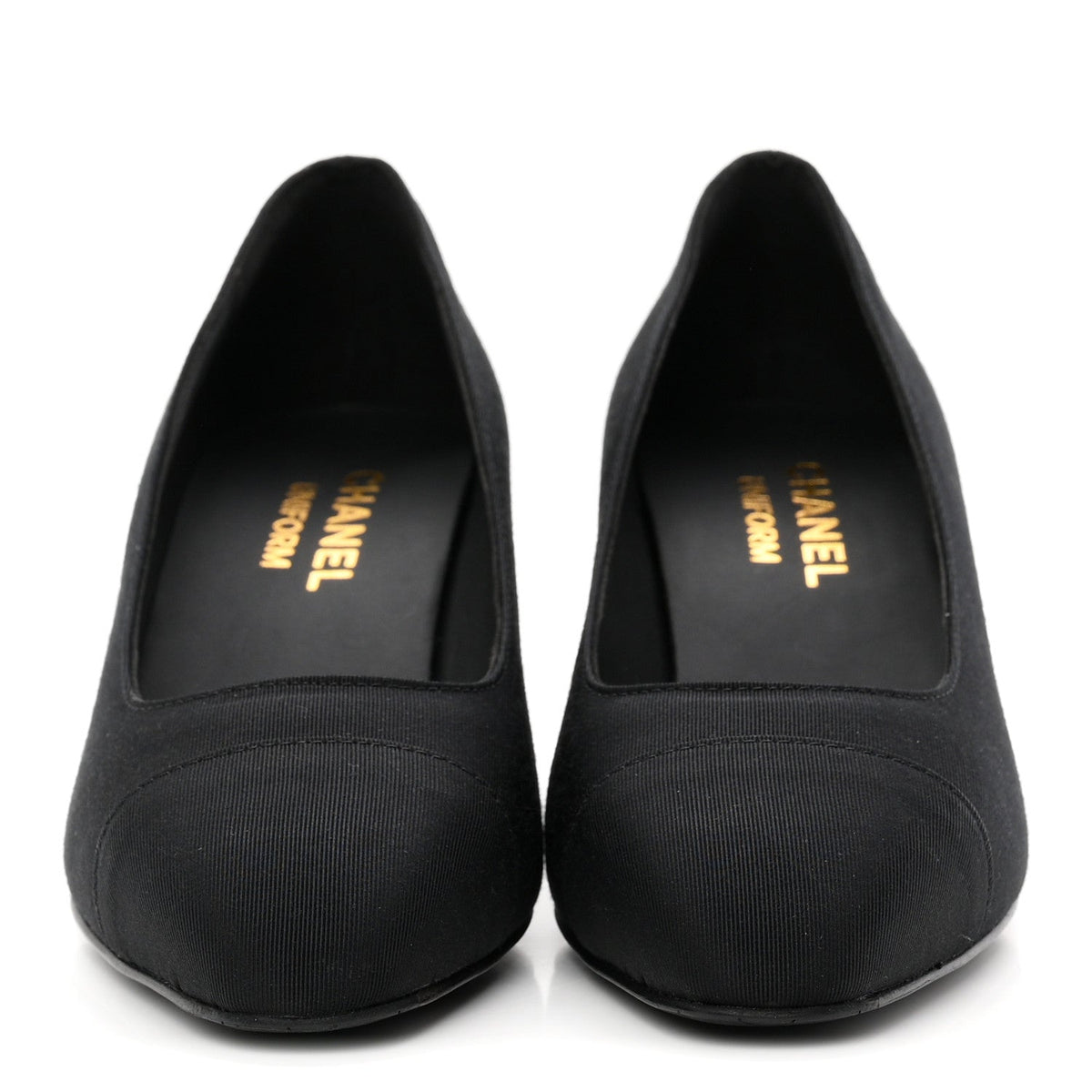 Chanel Grosgrain Women's Cap Toe CC Uniform Pumps 35 Black