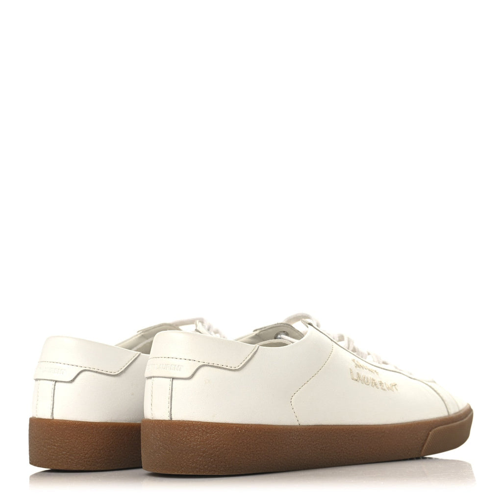 Saint Laurent Calfskin Embroidered Men's Court Classic Sneakers 42.5 White