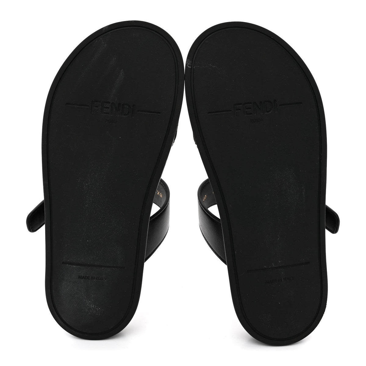 Fendi Fabric Jacquard Nappa FF Women's Feel Buckled Slide Sandals 37 Tobacco Black