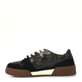 Fendi Suede Calfskin Zucca Women's Match Low Top Sneakers 37.5 Tobacco Black